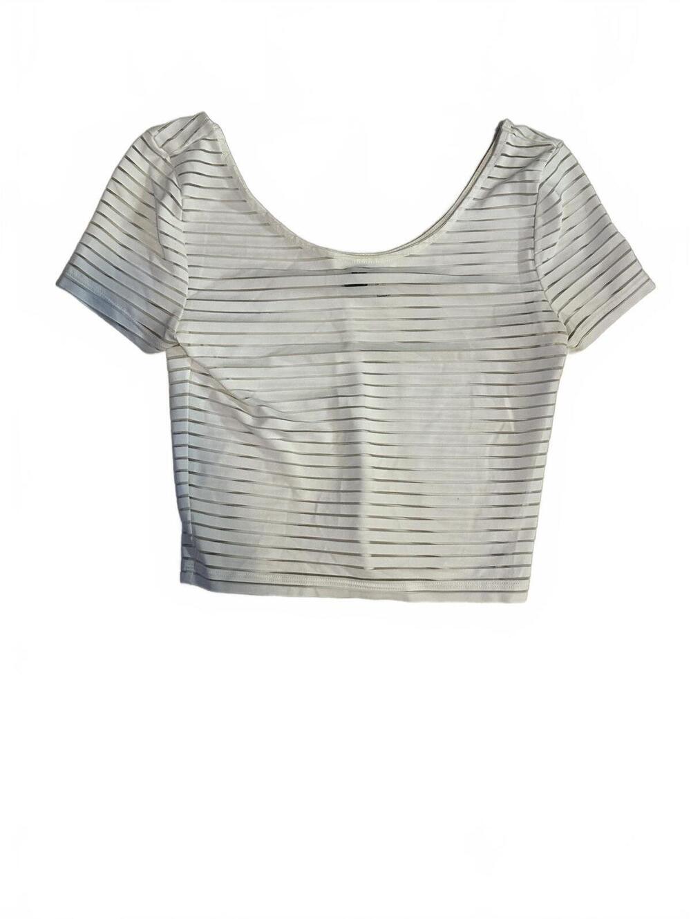 White striped short sleeve crop top